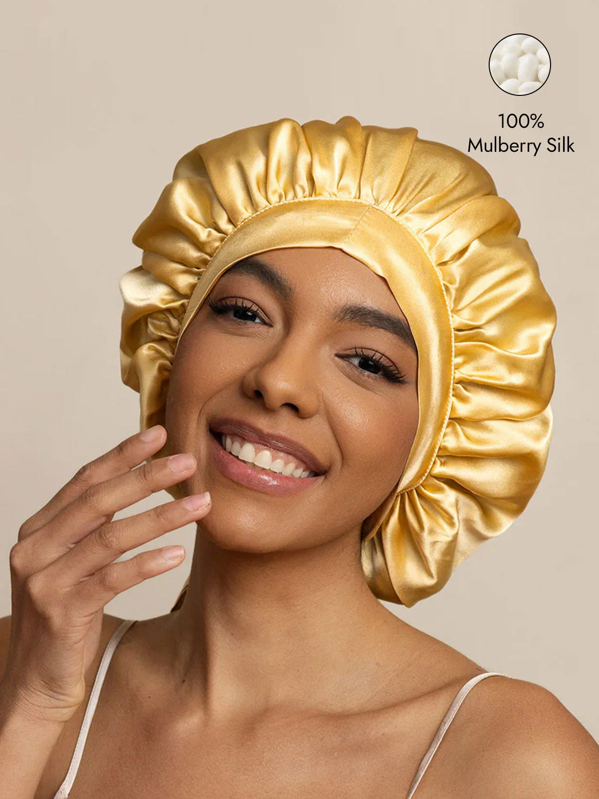 Women's Mulberry Silk Bonnet with Long Ribbons - Image 71