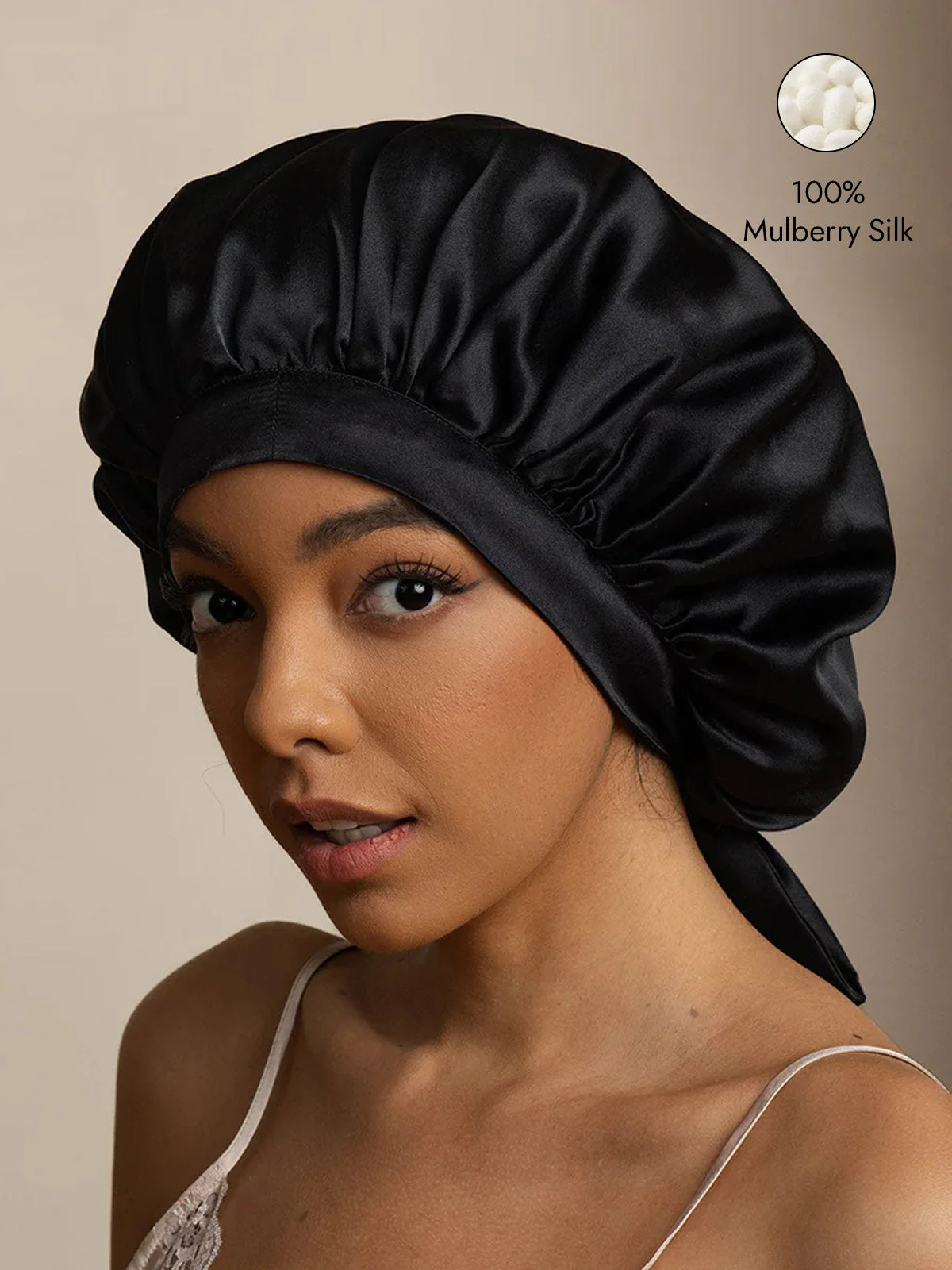 Women's Mulberry Silk Bonnet with Long Ribbons - Image 8