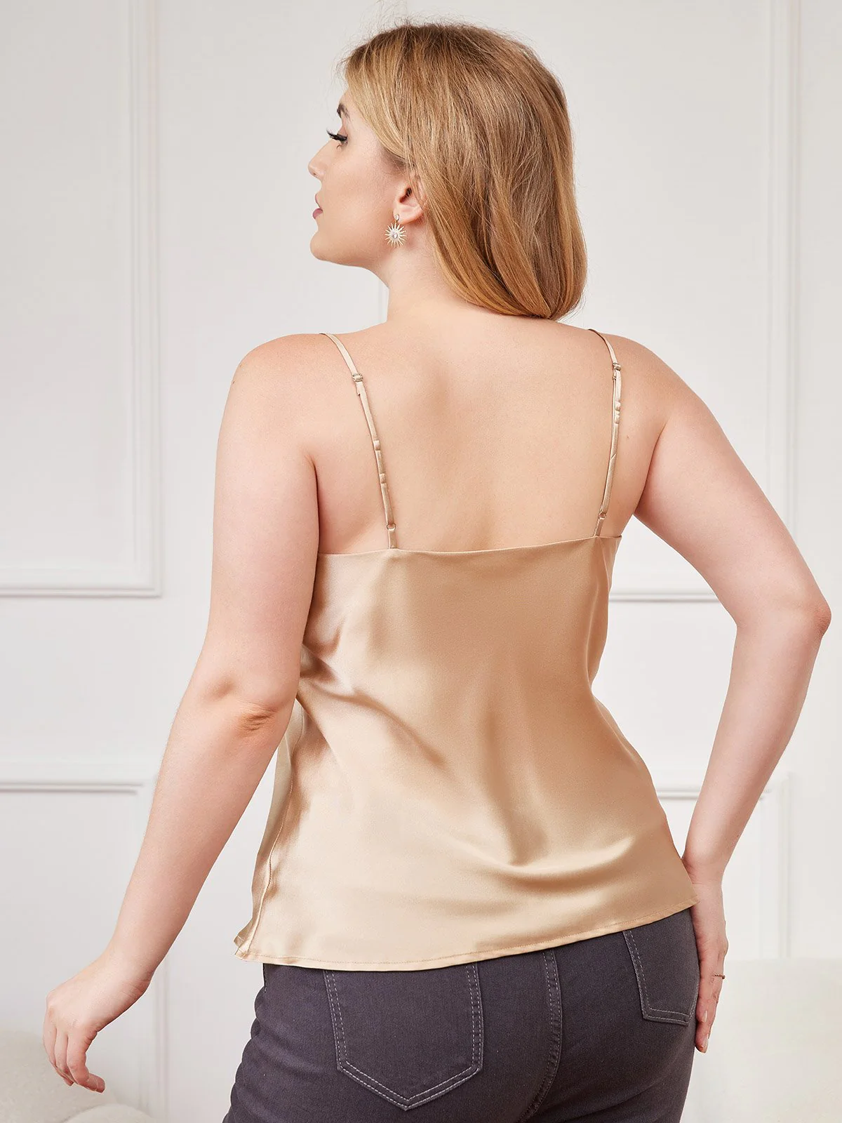 Women's Plus Size Silk Spaghetti Strap Camisole Top - Image 22